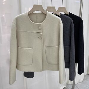 
Guangzhou Thirteen Lines Hot Style! Xiaoxiangfeng Wool Autumn and Winter Jacket 2024 New Short Round Neck Double-sided Woolen Coat