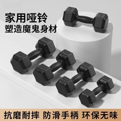 Dumbbells for Men's Fitness, Home Fitness, Rubber-Coated 10kg Pair, Student Dormitory, Girls' Strength Training, Hexagonal Dumbbells