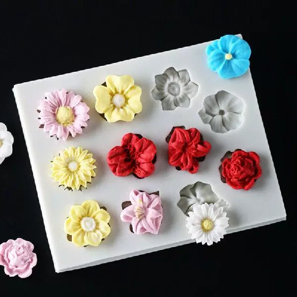 3D Flower Silicone Molds Fondant Craft Cake Candy Chocolate