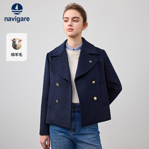 [Wool] Navigare Italian sailboat design wool coat for women's winter short casual wool coat