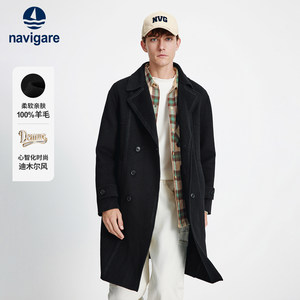 
[Pure Wool] Navigare Italian small sailing medium-length wool coat men's spring casual trench coat jacket