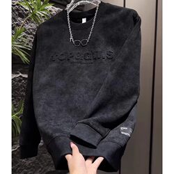 2026 New Tie-Dye Sweatshirt for Men, Fleece-Lined and Thickened, Autumn and Winter Base Layer, Korean Style, Fashionable, Cool and High-End Top