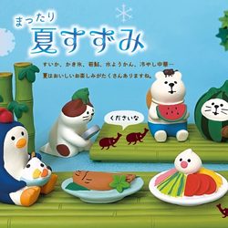 Zakka Cat Summer Watermelon Trendy Figurine Resin Ornament Cute Healing Style ins Wind Courtyard Desktop Decoration