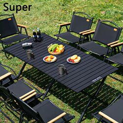 German Outdoor Table and Chair Set, Foldable and Portable Camping Supplies, Integrated Carbon Steel Alloy Egg Roll Design, One Table and Four Chairs