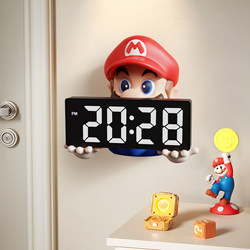 Mario Clock Wall Clock Living Room 2026 New Model Wall-Mounted Electronic Clock Entrance Hall Children's Room Alarm Clock Decorative Ornament