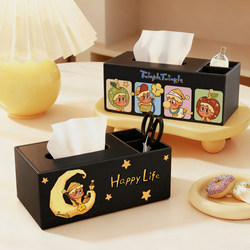 Star Man High-End Tissue Box Remote Control Storage Box Living Room Desktop Tissue Box Retro Light Luxury Napkin Tissue Box