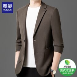Romon Casual Suit Men Autumn New arrival silm pure color Shan Xi Fancy Business Work Clothing Suit Outwear Men