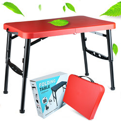 Miaoou Outdoor Folding Table Is Portable, Adjustable, and Can Be Raised and Lowered; Rectangular Camping Table, Simple Home Study Table