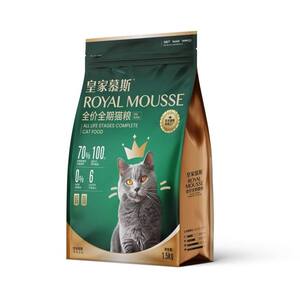 
Royal Mousse cat food 1.5kg full price fattening hair gills nutrition adult cats and kittens universal cat staple food for all cat species