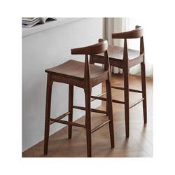 Nordic solid wood bar chair high stool simple casual bar chair home horn chair cafe milk tea shop chair