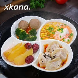 Breakfast All in One Pot! Four-Compartment Ceramic Steaming Plate, Dessert and Fruit Plate, Braised Food Platter, Home-Use Divided Plate