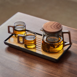 Heat-Resistant Glass Teapot New Model Household Tea Brewing Pot Tea-Water Separation Three-Piece Set Office Single-Person Tea Cup Set