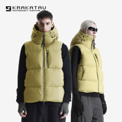 KRAKATAU 2025 New Mixed Down Jacket Hooded Vest Men's Vest Female Couples Winter Qu563