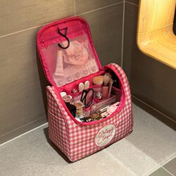 Plaid Makeup Bag Storage Toiletry Bag Large Capacity Portable Travel Organizer for Small Items 2026 New