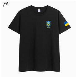 Ukraine National Team Logo T-Shirt Short-Sleeved Men's and Women's Round Neck Pure Cotton Top Loose Casual Summer