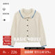 Basic House/Baijiahao Contrast Color Lapel Sweater Jacket Spring Unique Sheep Wool Short Knitted Cardigan
