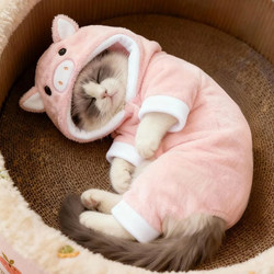 Cat Clothes for Autumn and Winter, Cute Pig Costume, Golden Gradient Ragdoll Kitten Pet Dog Warm and Anti-Shedding