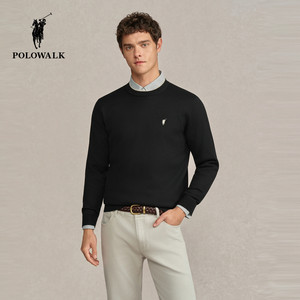 [Fleece] POLOWALK men's 2025 winter new men's sweater solid color commuting simple inner wear for men