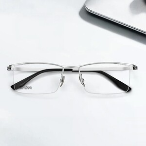 
Minimalist eyebrow line frame men's business glasses frame pure titanium 20013 ultra-light glasses frame square frame myopia glasses titanium frame