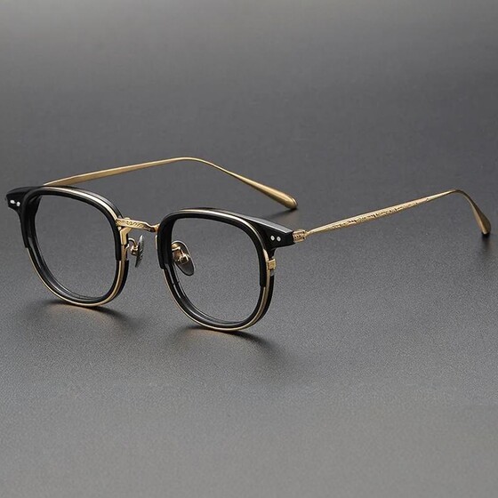 
2026 retro literary round frame glasses GD001 plate Japanese design carved pure titanium myopia glasses frame