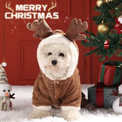 Christmas Pet Clothes, Elk Style Warm Four-Legged Clothing for Cats and Dogs, Autumn and Winter Anti-Shedding Clothing for Small and Medium-Sized Dogs