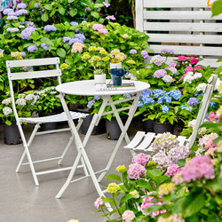 Trendy Garden Table and Chair Set, Balcony Folding Tea Table, Leisure Small Round Table, Living Room Coffee Table, Outdoor Wrought Iron Dining Table