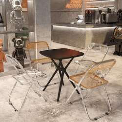 Internet celebrity ins milk tea dessert snack shop transparent table and chair combination cafe restaurant restaurant folding acrylic chair