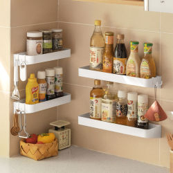Kitchen Seasoning Storage Rack, No-Drill Wall-Mounted Multifunctional Spice Organizer Wall Storage Rack