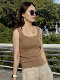 Square collar suspender vest for women 100% silk inner layer bottom sleeveless knitted top 2025 spring and summer new style