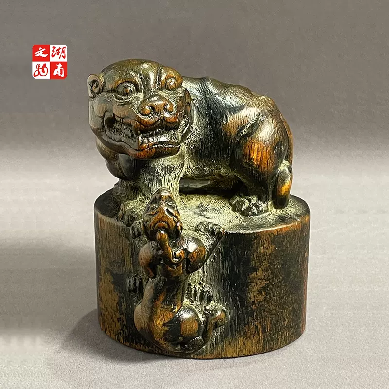 舊藏 清代風格沉香木獸鈕印章古董老擺件古玩木雕收藏文房雅器-Taobao