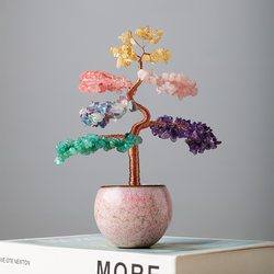 Natural Crystal Money Tree Home Decoration for Living Room and Office Desktop, Wealth-Attracting Colorful Crystal Tree Creative Ornament