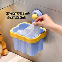 Wall-Mounted Suction Cup Storage Box for Used Face Towels, Bathroom Cotton Soft Towels, and Reusable Storage Rack