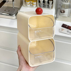 Cream-Style Trial Pack Storage Box with Drawer, Dormitory Desktop Lipstick Organizer Box, Cosmetics Storage Shelf