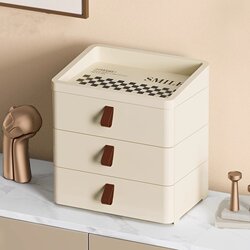 Desktop Storage Box with Drawers for Entryway, Cosmetics, Miscellaneous Items, Bedside Storage Box, Multi-Layer Office Desk Storage