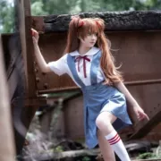 Ayanami Rei cos trang phục sương mù màu xanh eva đồng phục học sinh Asuka cosplay nữ anime ngực váy đồng phục váy