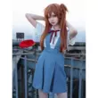 Ayanami Rei cos trang phục sương mù màu xanh eva đồng phục học sinh Asuka cosplay nữ anime ngực váy đồng phục váy 