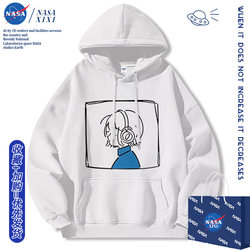Nasa X Bocchi the Rock Collaboration Hoodie for Men, Autumn and Winter Season, Featuring Goto Hitori and Yamada Ryo, Fleece-Lined Jacket