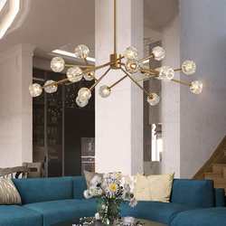 Postmodern minimalist living room chandelier Nordic LED creative home branch magic bean bedroom dining crystal glass chandelier