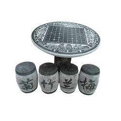 Manufacturer sells one table and four stools stone table, granite outdoor stone table and benches, park community stone table and benches