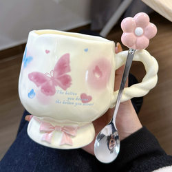 Pang Donglai High-Appearance Value Instagram-Style Butterfly Mug, Girly Ceramic Cup, Gift for Girls, Birthday Present for Best Friend