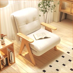 Sofa Bed, Foldable Dual-Purpose Single Sofa Chair, Multifunctional Small Apartment Living Room Balcony Solid Wood Lazy Sofa