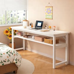 Simple White Long Table, Bedroom Computer Desk with Storage, Narrow Table, Multi-Layered Small Apartment Desk, Home Office Desk