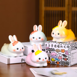 Jingdezhen Gradient Cute Ceramic Desktop Night Light, No Installation Required, Rechargeable, Touch-Sensitive, Bedroom Rabbit Night Light