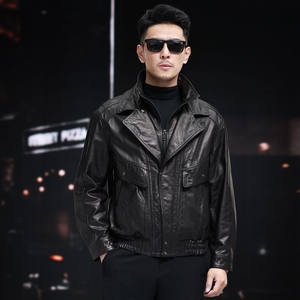 
Haining sheep genuine leather leather jacket men's jacket autumn and winter high-end casual motorcycle double lapel jacket thickened 2025 new model
