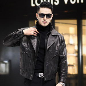 
Haining sheep genuine leather leather jacket men's jacket autumn and winter high-end casual motorcycle double lapel jacket thickened 2025 new model