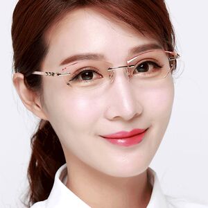 
Myopia glasses women's rimless glasses frame fashionable flat purple glasses frame metal plate finished glasses 58075