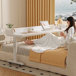 Bedside Table, Movable Computer Desk, New Model Bed Table, Adjustable Height Cross-Bed Table, Bedroom Bed End Solid Wood Long Table