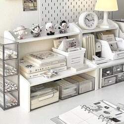 Desktop Storage Rack Desk Storage Box Elevated Bookshelf Office Workstation Artifact ins Style Desk Storage Rack