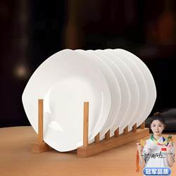 High-End Pure White Bone China Underglaze Color Vegetable Rice Plate, Household Square Soup Plate, Lead-Free, Cadmium-Free, High-Temperature Resistant, Microwave-Safe Ceramic Tableware