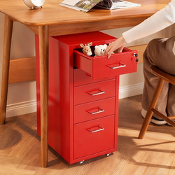 Haiermo Movable Drawer Cabinet Storage Cabinet, Thickened Iron Storage Cabinet for Home Use, Under-Desk Storage Cabinet, Gap-Filling Movable Low Cabinet